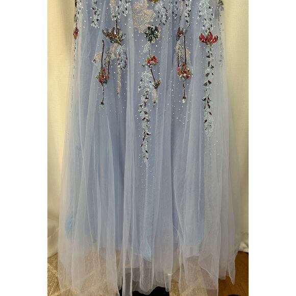 Mac Duggal Flounce Sleeve Embellished Dress Periwinkle Size 12 NWT 20436 MOB - Picture 7 of 16